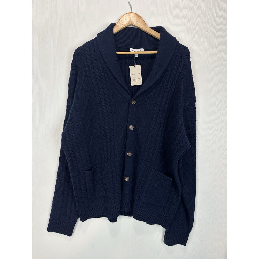 PETER MILLAR NEW $395 Sz XXL Sweater Wool/Yak/Cashmere Mens Shawl Cable Knit